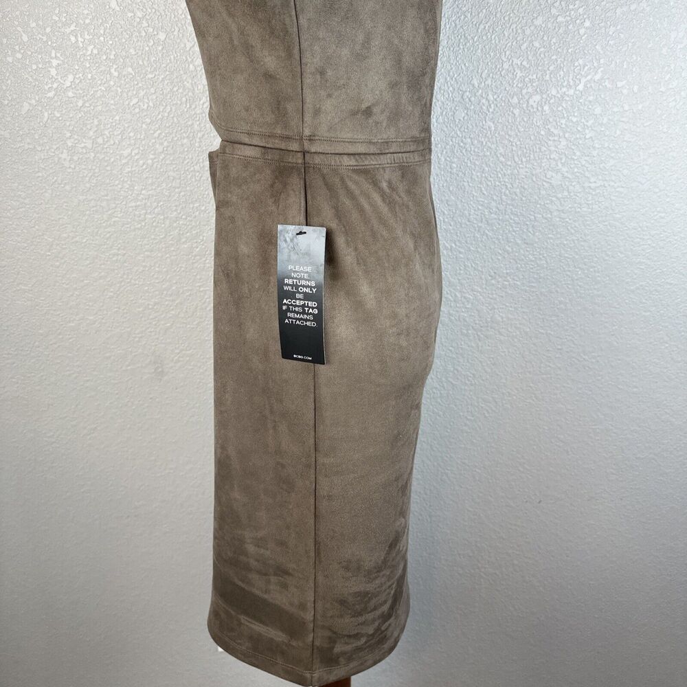 BCBGMAXAZRIA Whitley Cut‎ Out Dress Size Medium Dark Fatigue Brown Faux Suede - Picture 5 of 10